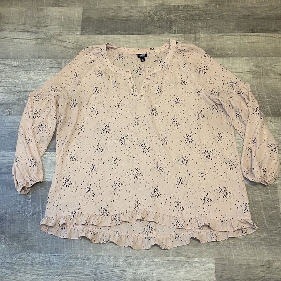 a.n.a Blush Pink Long Sleeve Ruffle Blouse Size XL - Picture 10 of 10